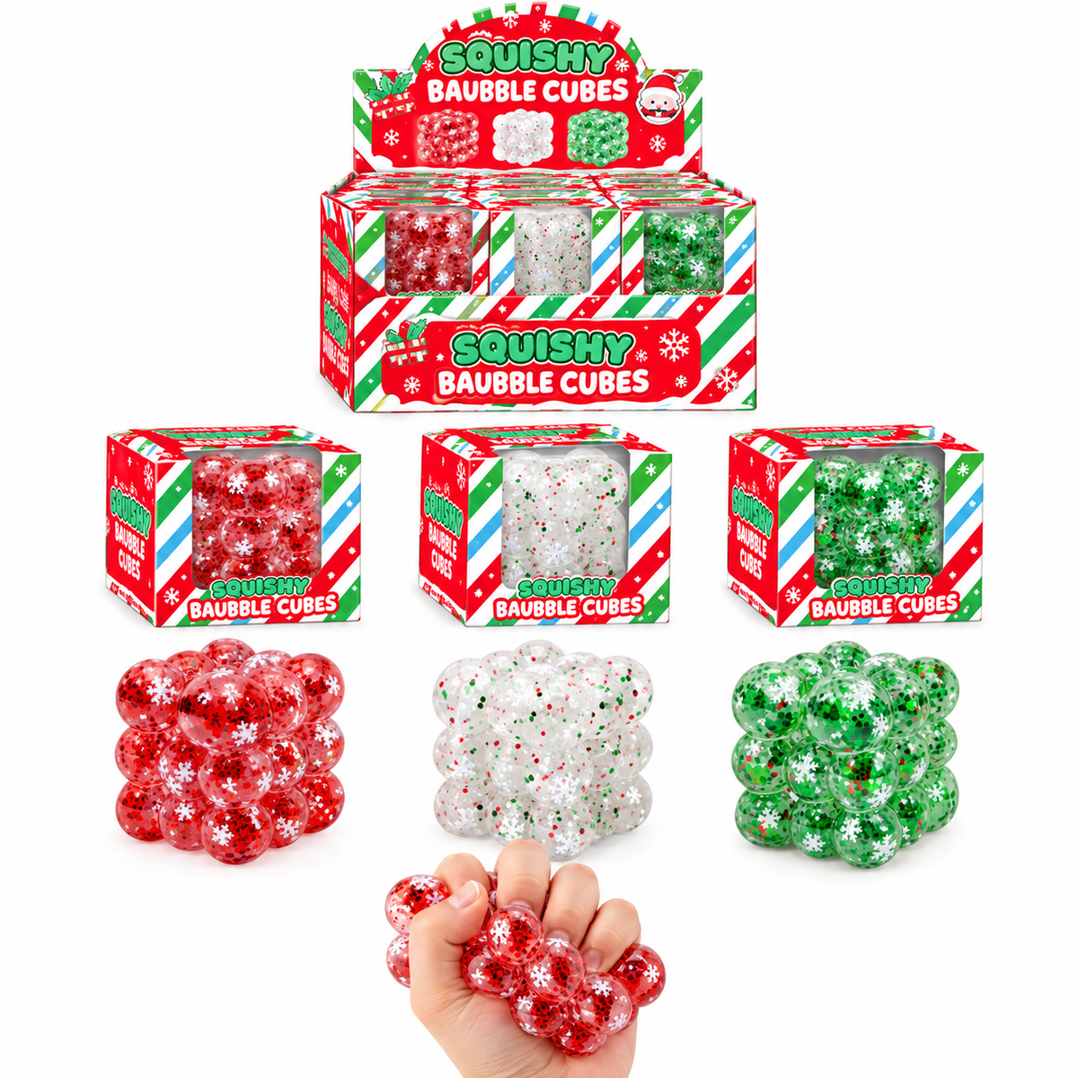 Christmas Squishy Festive Glitter Bubble Cubes