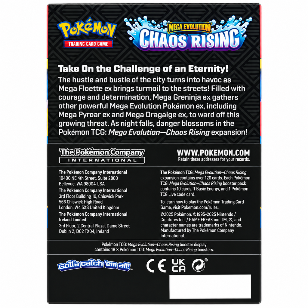 Pokémon TCG: Mega Evolution Chaos Rising Booster Display Box – 18 Packs