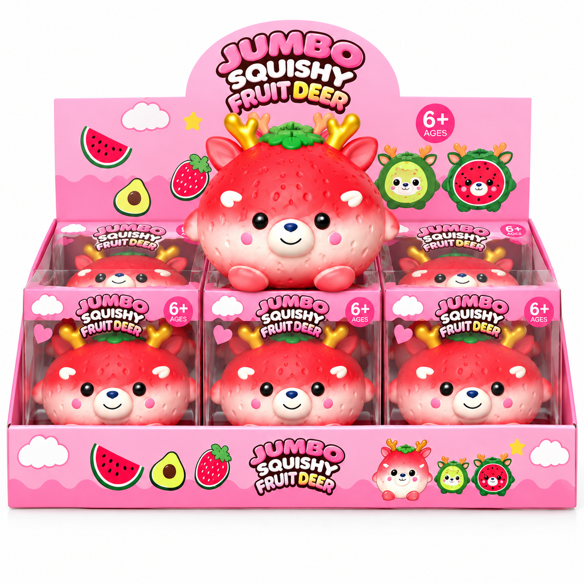 Jumbo Strawberry Reindeer Squishy