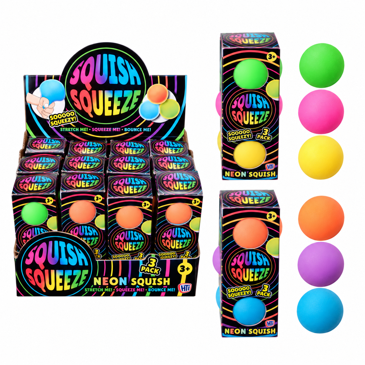 Squish Squeeze Neon Super Squish Balls – 3 Pack