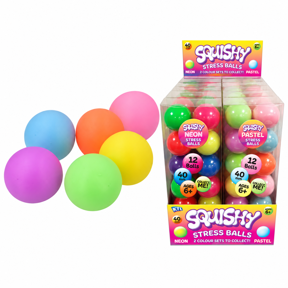Neon Squishy Stress Balls – 12 Pack