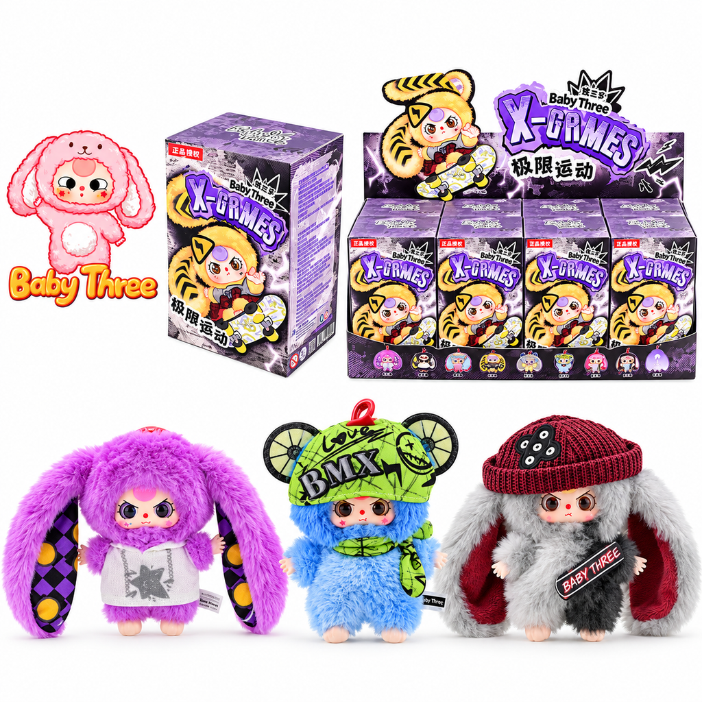 Baby Three X-Games Plush Blind Box – Mystery Collectible Keyring