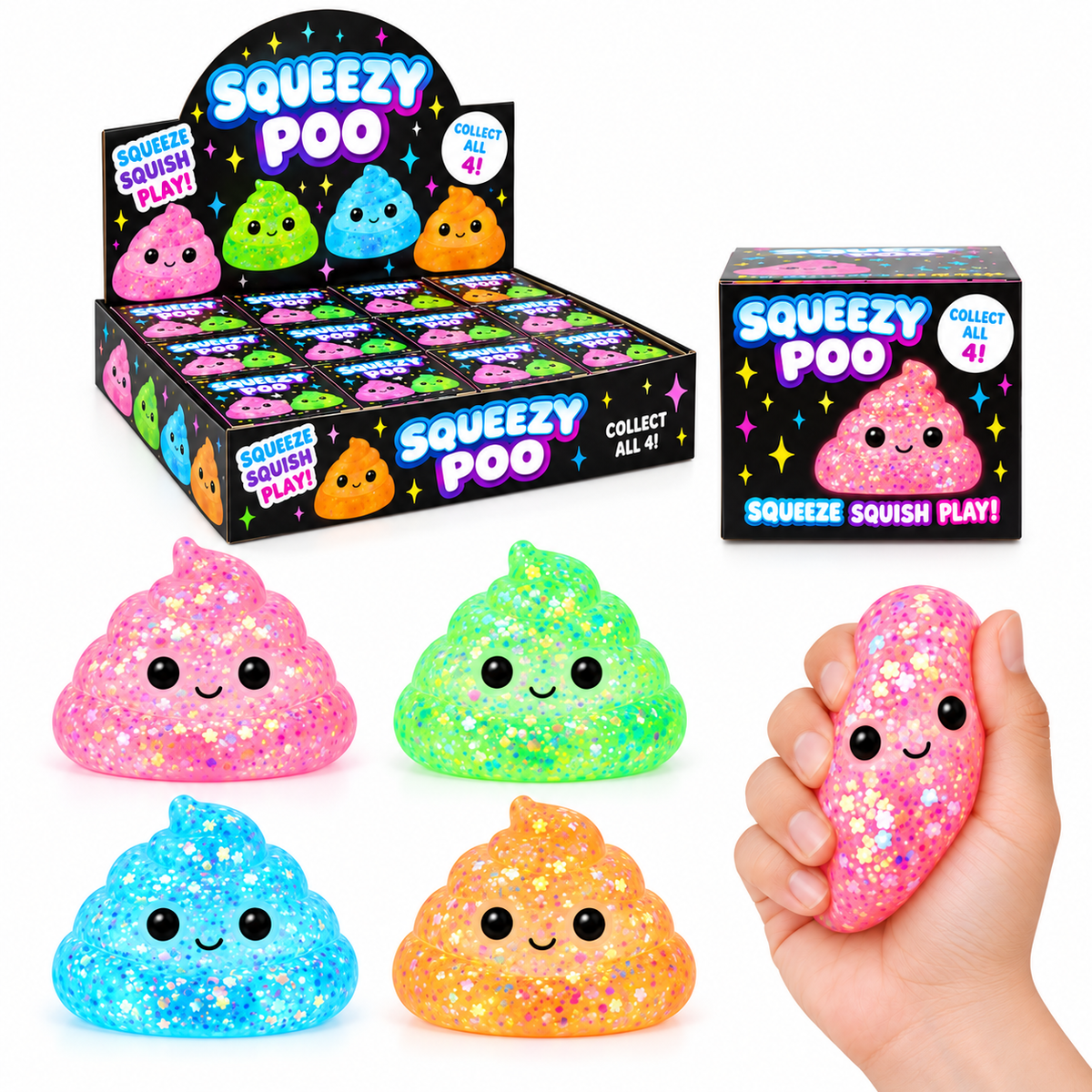 Squeezy Poo Glitter Squishy Toy – Choose Your Colour